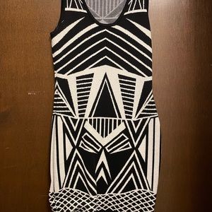 Black and beige tank top cocktail dress